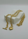 Gold Heart Toggle Chain Necklace – Premium Stainless Steel