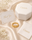18K Real Gold Geometric Link Ring – Size 7.5
