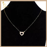 18K Real Gold Dainty Pink Heart  Necklace 18”