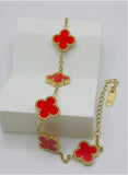 Crimson Clover Bracelet – Premium Gold-Plated Stainless Steel | Adjustable Fit