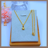 18K Real Gold Half Ball Necklace 18”