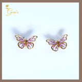 18K Real Gold Butterfly Earrings