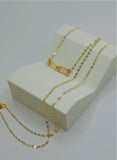 18K Solid Gold Minimal Link Bar Necklace – Adjustable 16–18”