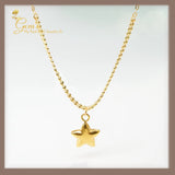 18K Real Gold Dainty Star Necklace 16-18”