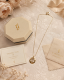 18K Real Gold Round Double C Pendant Necklace | 16+1 Inches | 750 Stamped