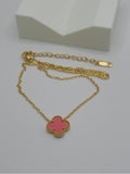 Blush Clover Necklace – Premium Gold Plated Stainless Steel (16” + 2” Extender)