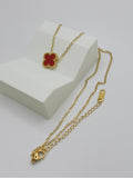 Crimson Clover Necklace – Premium Gold-Plated Stainless Steel | 16”+ 2”Extender