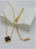 Black Clover Pendant Necklace – Premium Gold Plated Stainless Steel – 16” + 2” Extender
