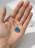Royal Blue Clover Bracelet – Premium Gold-Plated Stainless Steel | Adjustable Fit