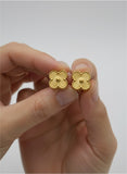 Premium Gold Clover Stud Earrings – Textured Gold-Plated Stainless Steel