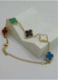 Signature Multicolor Clover Bracelet – Premium Gold-Plated Stainless Steel | Adjustable 6” + 2” Extender