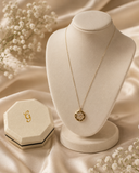 18K Real Gold Round Double C Pendant Necklace | 16+1 Inches | 750 Stamped