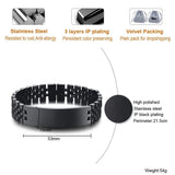 15mm Chunky Personalize Bracelet for Men Black Hand Polished Stainless Steel Bangle Watch Band Custom Gift for Him