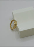 18K Real Gold Geometric Link Ring – Size 7.5