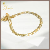 18K Real Gold Braided Blade Bracelet 6.5-7.5”