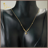 18K Real Gold Heart Centered Necklace 16-18”