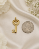 18K Real Gold Heart Key Pendant