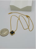 Black Clover Pendant Necklace – Premium Gold Plated Stainless Steel – 16” + 2” Extender
