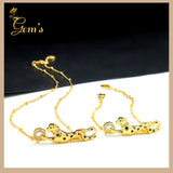 Brazilian Gold Jewelry Leopard Necklace Bracelet Set 21k Gold Plated Copper Dubai Saudi