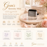 GEM’S SERENITY MINI | LUXURY CAR DIFFUSER | LINEN ORRIS BLOOM | BOOK NO. 02