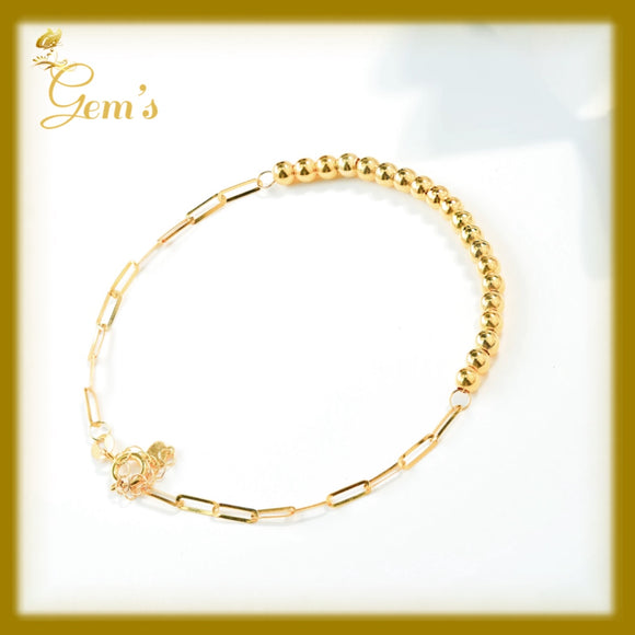 18K Real Gold Dainty Beads Bracelet 7-7.5”