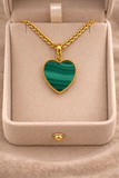 18K Gold Green Malachite Heart Pendant