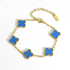 18K Gold Plated Stainless Steel Clover Leaf Bracelet