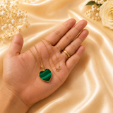 18K Real Gold Green Heart Pendant Necklace – 750 Stamped – Approx. 3.7g 18"