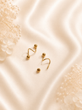 18K Real Gold Ball Climber Earrings