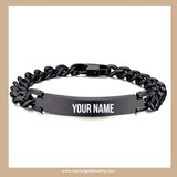 Customized Name Bracelet Black Stainless Steel Personalized Bracelet