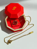 Crimson Clover Necklace – Premium Gold-Plated Stainless Steel | 16”+ 2”Extender
