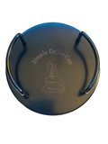 Personalized Coffee Coaster Set – 6 Engraved Stainless Steel Coasters with Holder | Custom Family Name Gift | Coffee Lover Gift
