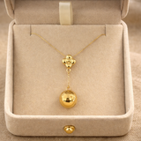 18K Real Gold Golden Orb Bloom Pendant