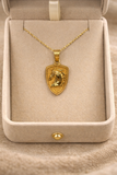18K Real Gold Horse Shield Pendant