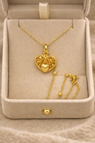 18K Real Gold Textured Heart Necklace