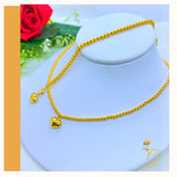 18K  Real Gold Gold Set of Beads Chain 16-18” and Bracelet 6.5-7.5”
