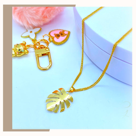 18K Real Gold Monstera Leaf Necklace 18”