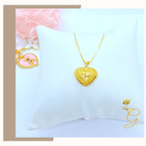 18K Real Gold Heart Necklace 18”