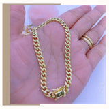 Hollow Mens Miami Cuban Link Bracelet 14K Yellow Gold