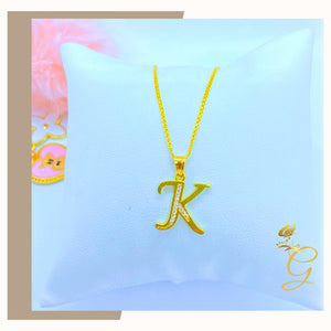 18K Real Gold K Necklace 16”