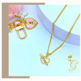 18K Real Gold Cupid Heart Necklace 18”
