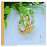 18K Real Gold Try Color Flower Ring size 7