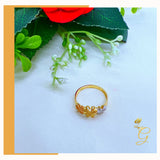 18K Real Gold Try Color Flower Ring size 7