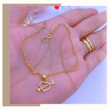 18K Real Gold Cupid Heart Bracelet size 7.5”