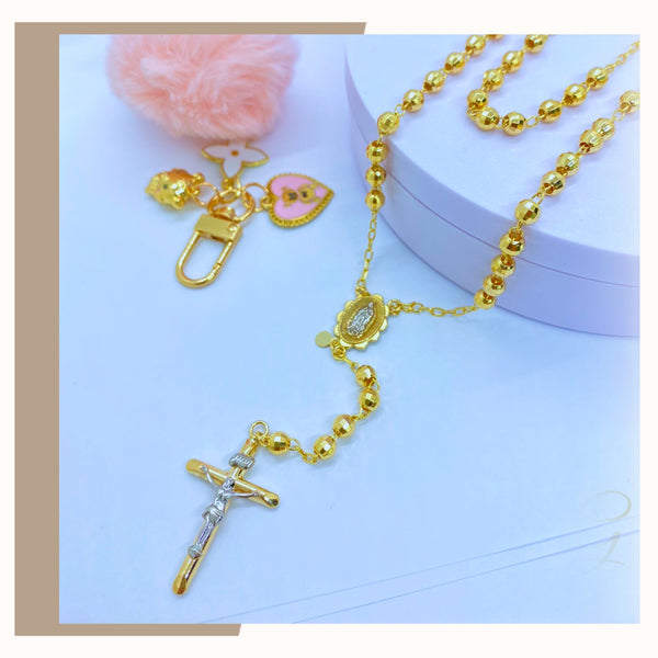 10k Yellow Gold 3mm Rosary Necklace 17 Inches | Sarraf.com