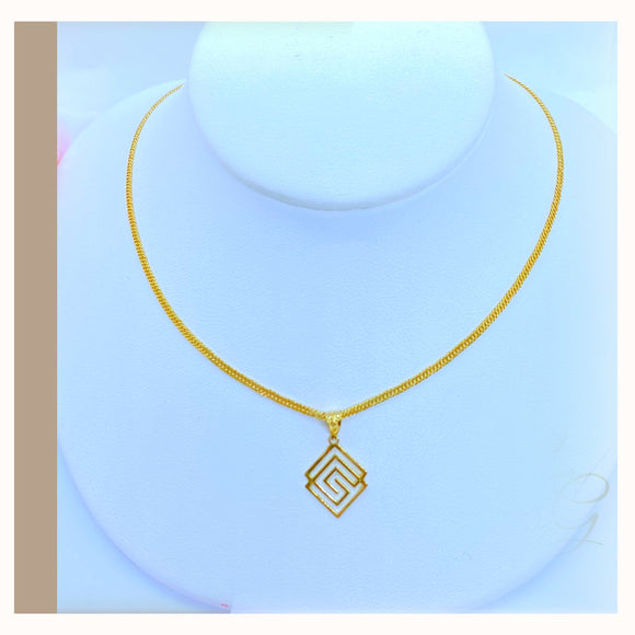 18K Real Gold G Maze Necklace 18”