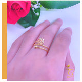 18K Real Gold Adjustable Flower Ring size 7-8