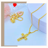 18K Real Gold Cross Necklace 18”