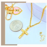 18K Real Gold Cross Necklace 18”