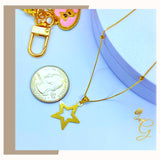 18K Real Gold Star Necklace 18”
